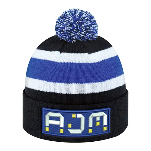 AJM 9S243M Striped Cuff Toque with Pom
