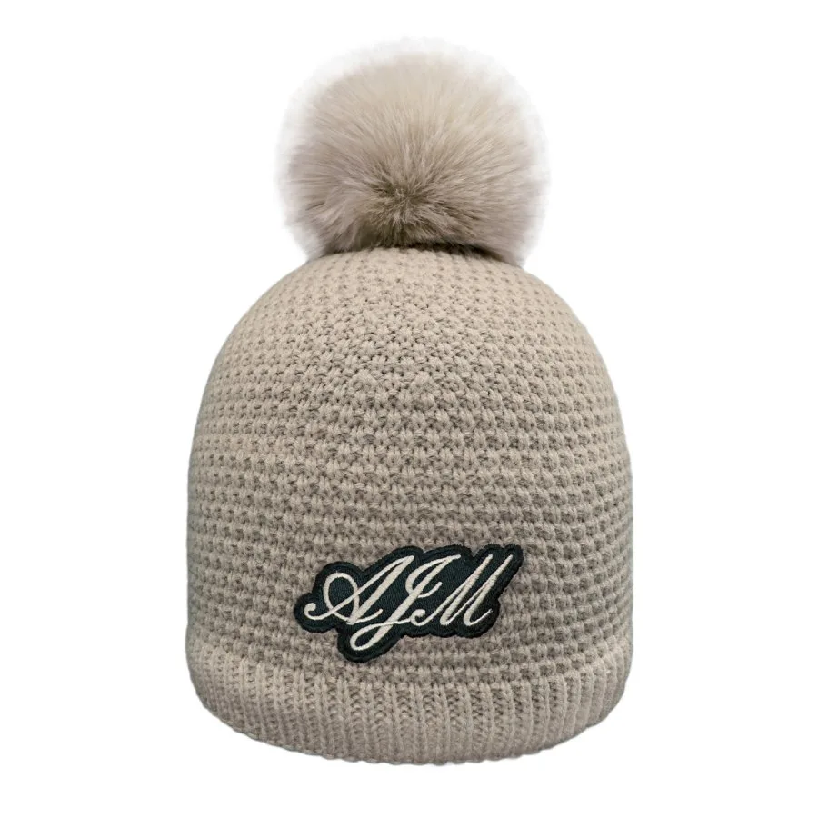 AJM 9L020L Board Toque (Faux Rabbit Pom Pom 12cm, Women's)