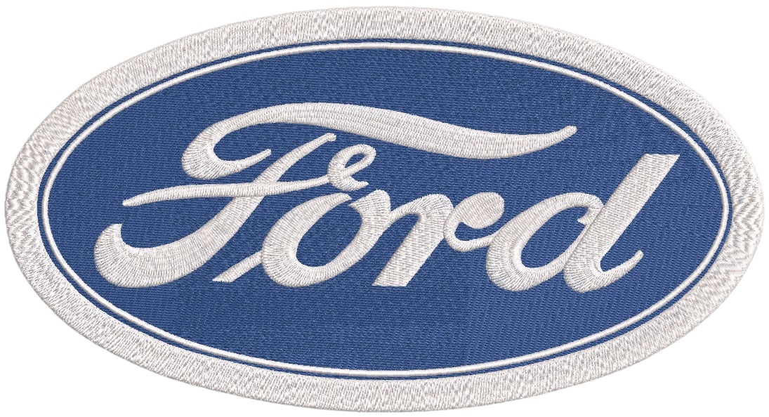 Ford oval embroidered on the left chest — customer work