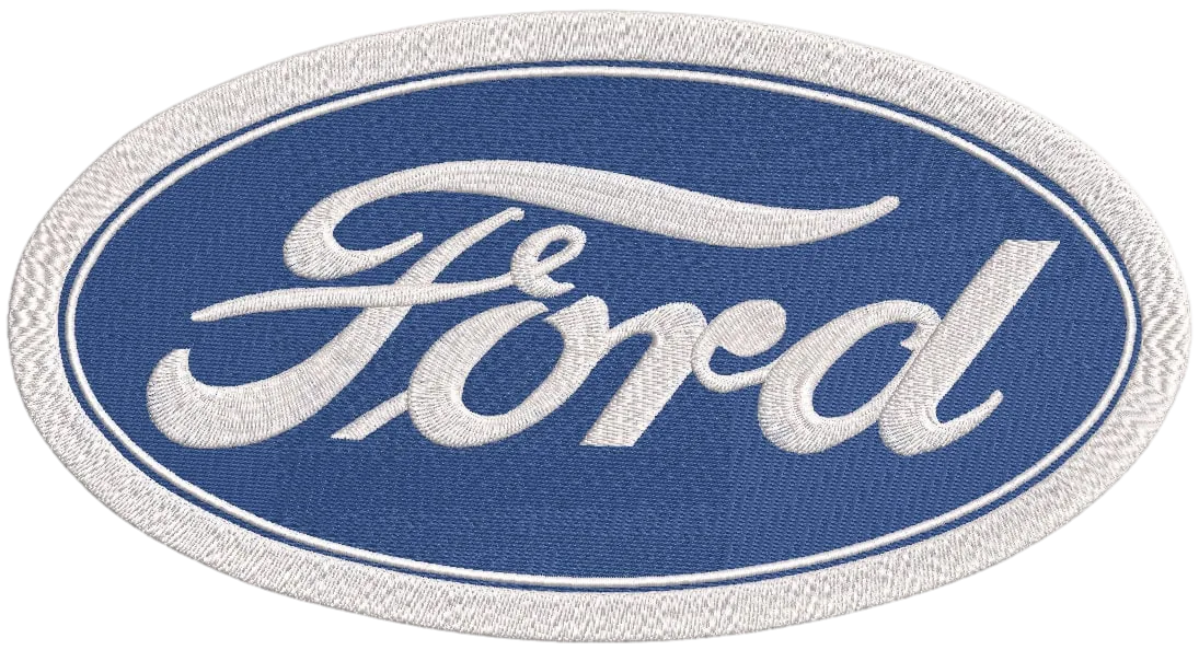 Ford oval embroidered on the left chest — customer work
