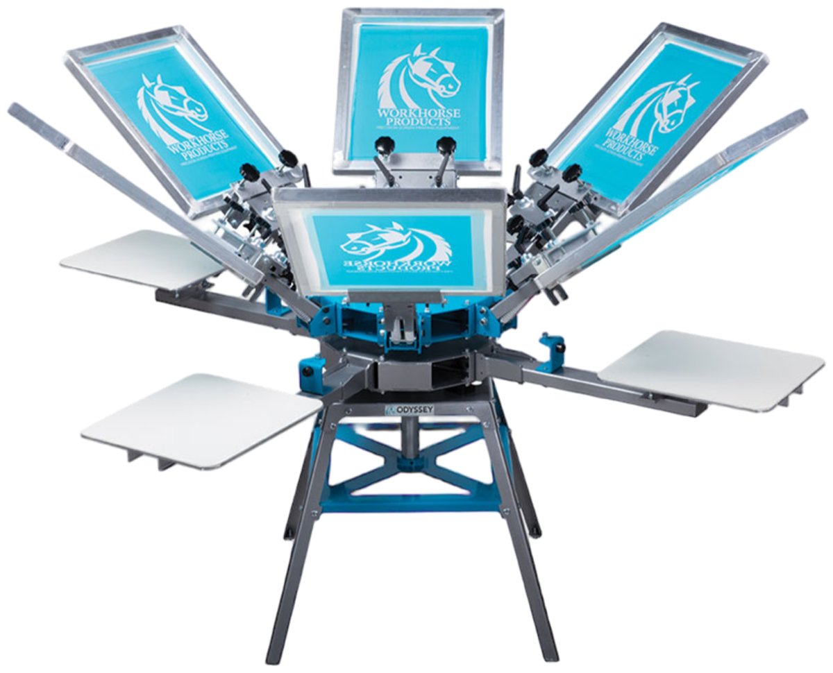 Six-colour manual screen printing carousel