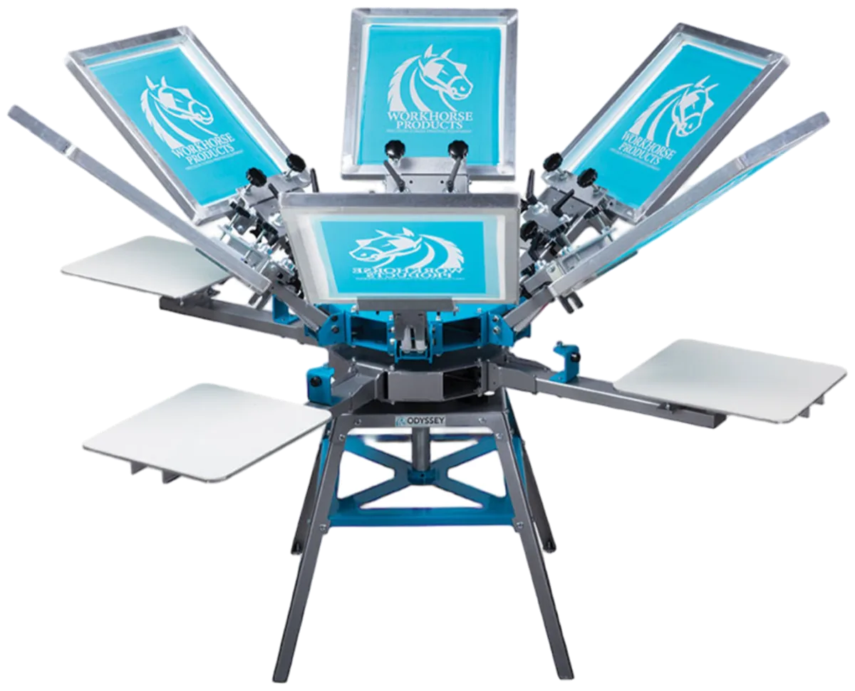 Six-colour manual screen printing carousel
