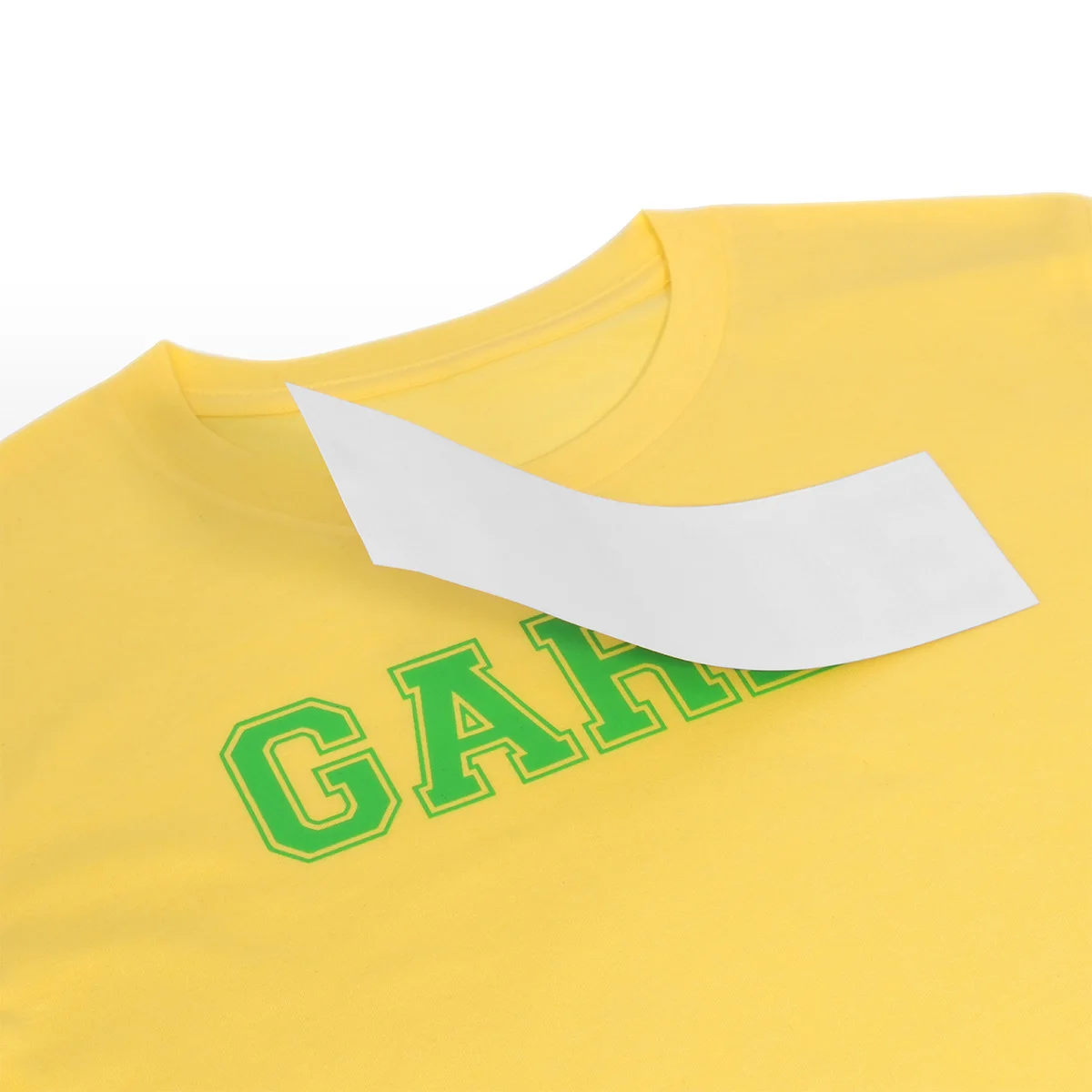 A one-colour screen-printed transfer