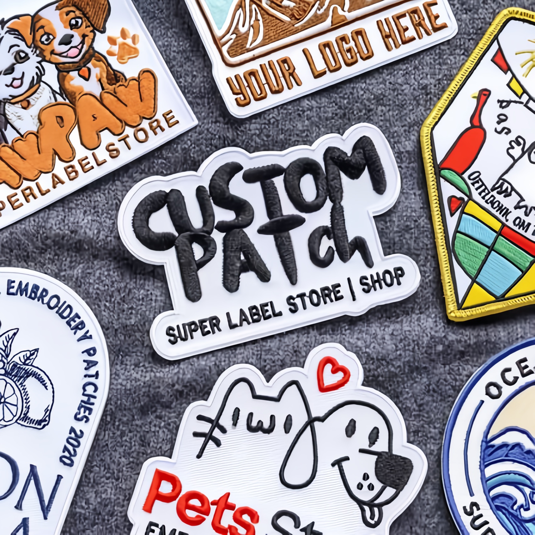 Custom patches in PVC, embroidery and woven, with merrowed and laser-cut edges