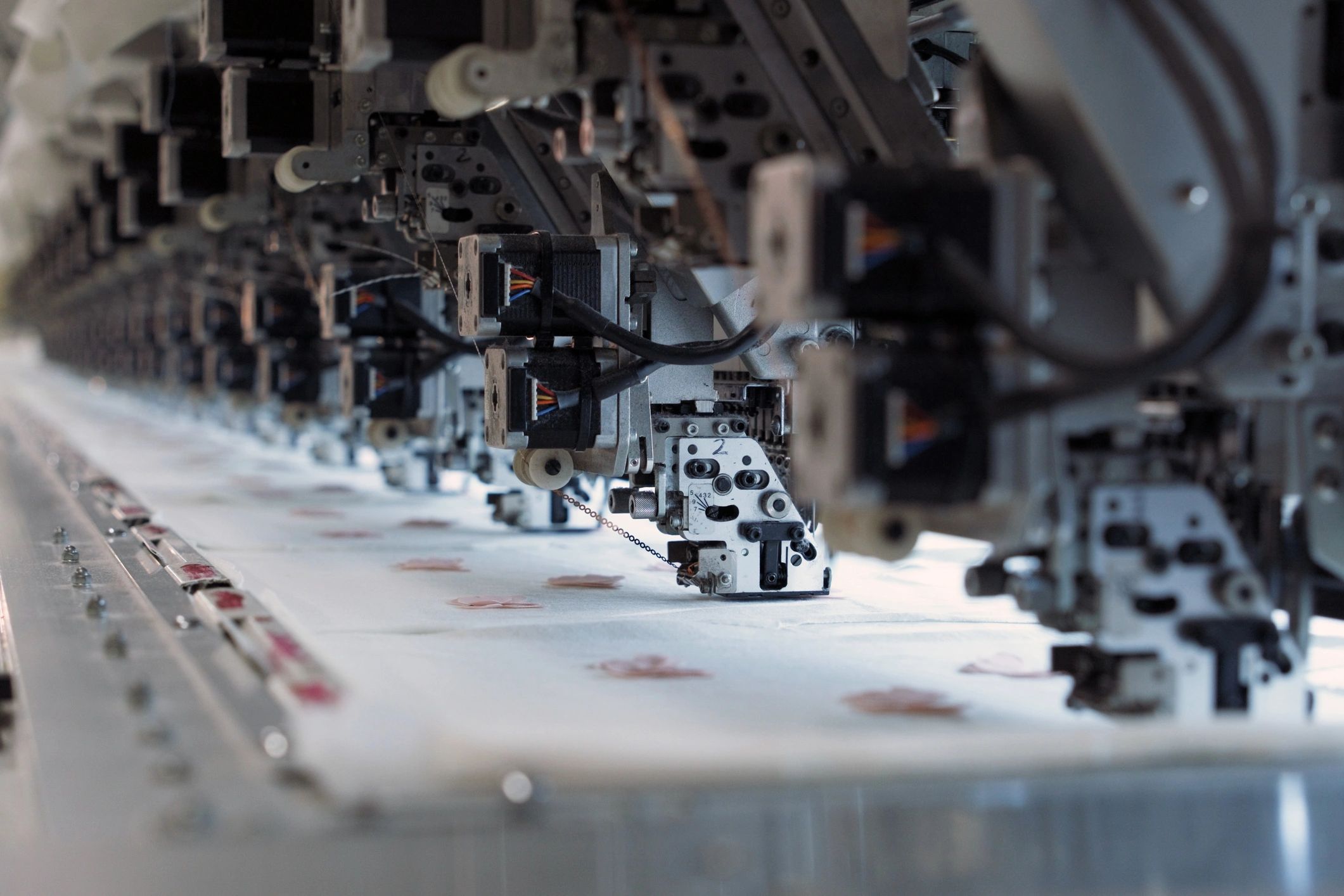 Automatic embroidery machine in a clothing factory