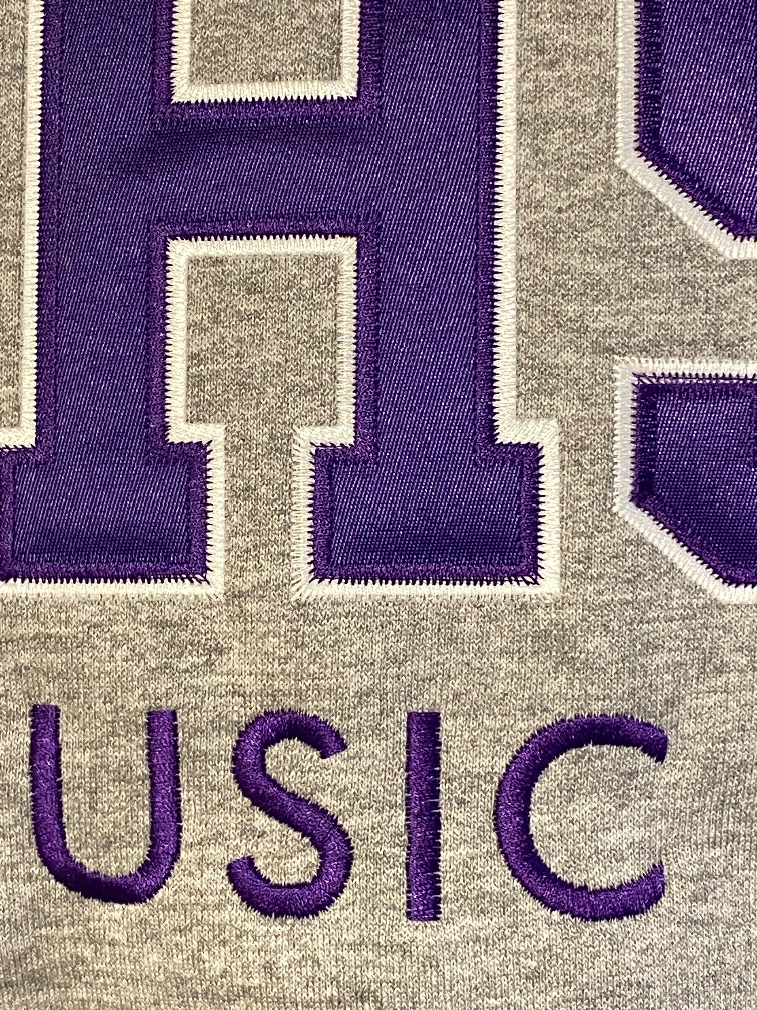 Newmarket High School applique and twill Hoodie custom decoration
